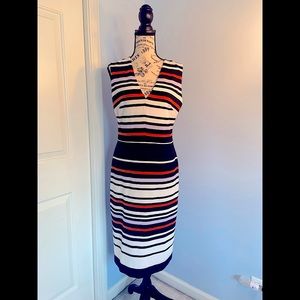 Maggy London Navy, Orange Striped Dress, Sz. 10